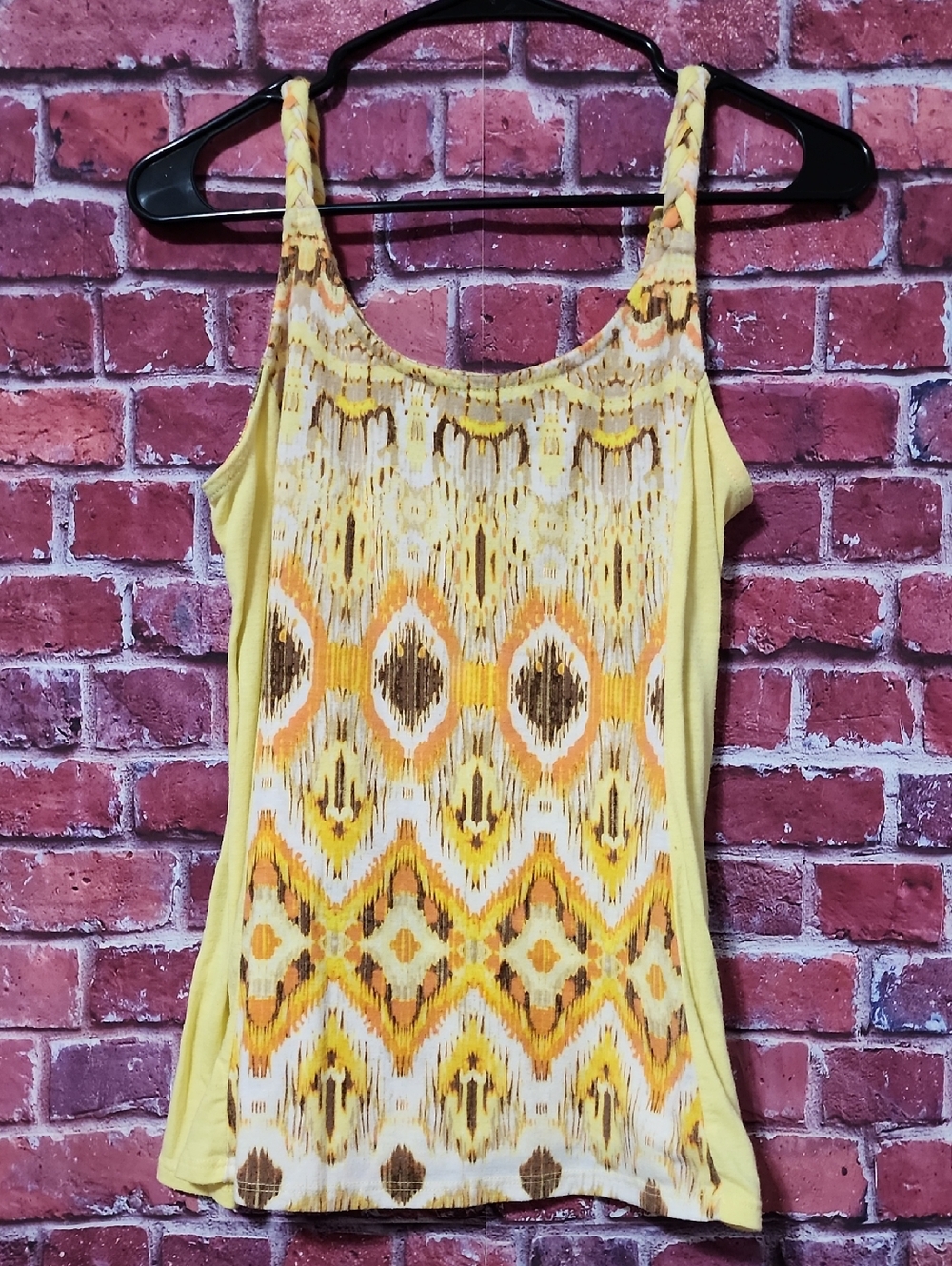 Womens Faded Glory Yellow Summer Beach Cami Tank Top Shirt Size S